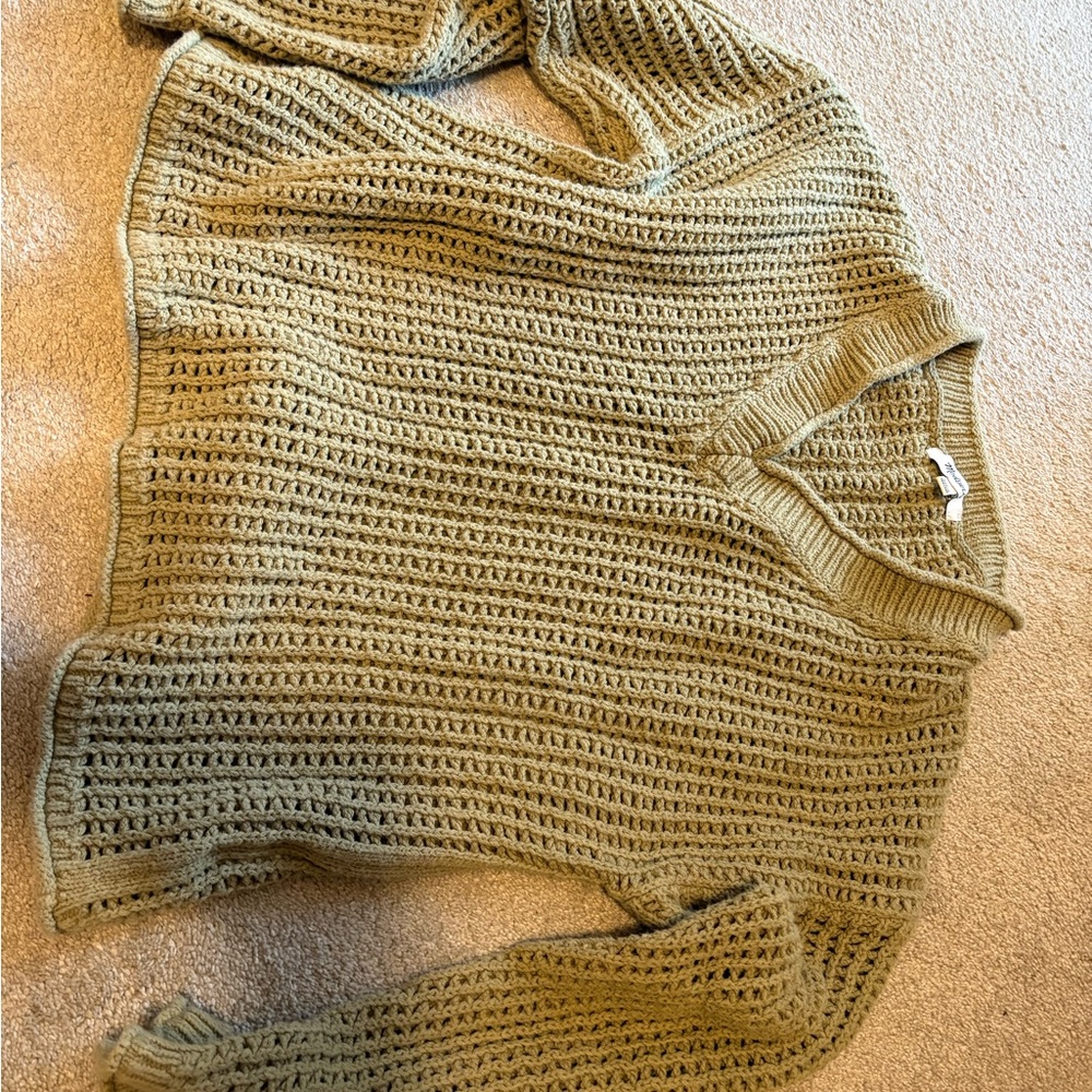 Madewell Open-Stitch V-Neck Pullover Sweater, Large - Picture 5 of 5
